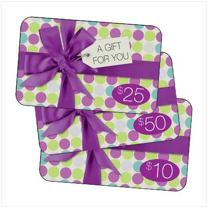 10 dollar Gift Card and World of Products catalog