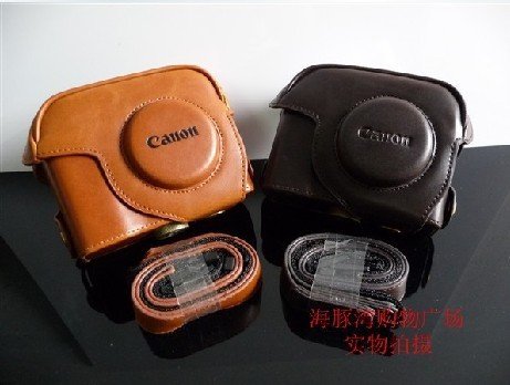 Canon PowerShot G12 G11 leather case bag in brown or black (dark coffee)