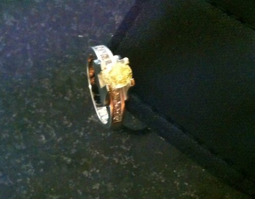 18K white gold 2 CT fancy yellow diamond solitaire ring