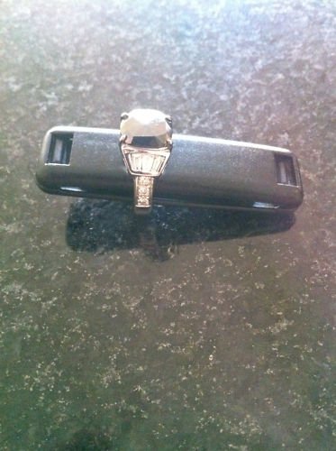 18k white gold 2 CT wt diamond ring with a black diamond stone