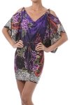 Multi Purple Kimono Sleeve Dress Medium