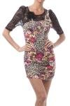 Sexy Black Lace and FLower Multi Print Mini Dress Small