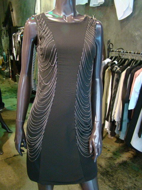 Black Mini Dress with Chains