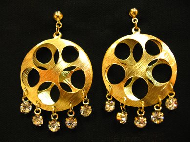 Gold Round w Holes Earrings