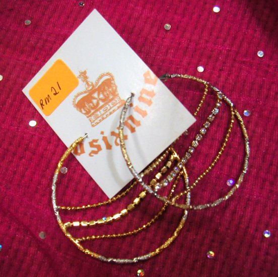 Gold/Silver Hoop w Diamante Earrings