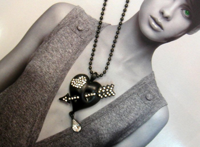 D'arcy Rock Heart Black Necklace