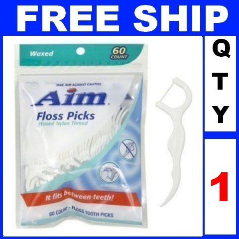 NEW 1 Bag AIM FLOSS PICKS Nylon Thread Dental flossing (60 Picks/Lot)