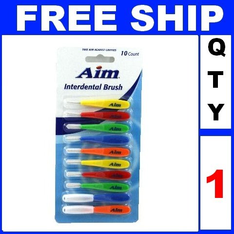 NEW 1 Pack AIM INTERDENTAL BRUSH PICKS (10 Brush/Lot)