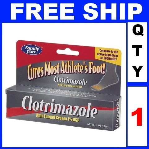 NEW 1 Tube FAMILY CARE CLOTRIMAZOLE 1% Athlete's cream Foot Antifungal jock Exp 2015 (1z/tube)