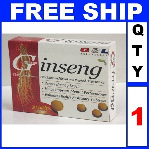 NEW 1 Box GSL AMERICAN GINSENG Extract Exp 2014 (30 Tablets/Lot)