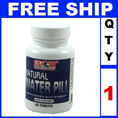 NEW 1 Bottle NATURAL WATER Pills With Potassium Vitamin B-6 & Calcium Exp 2012 (60 tablets/Lot)