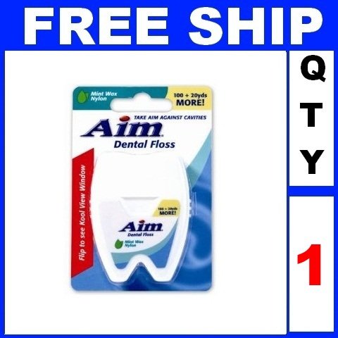 NEW 1 Box AIM NYLON DENTAL FLOSS Mint Wax (120 yards/Lot)