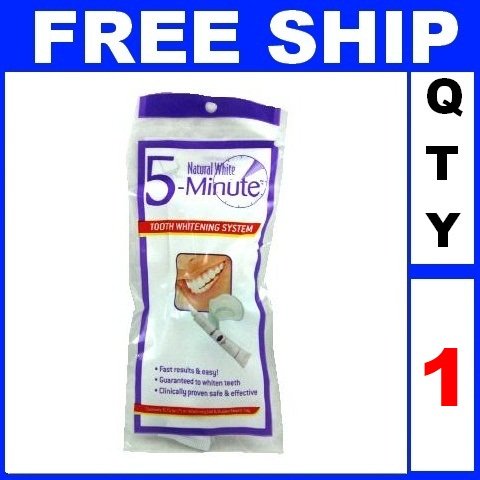 NEW 1 Bag NATURAL WHITE 5 Minute Tooth Whitening Kit (0.75oz/Bag)