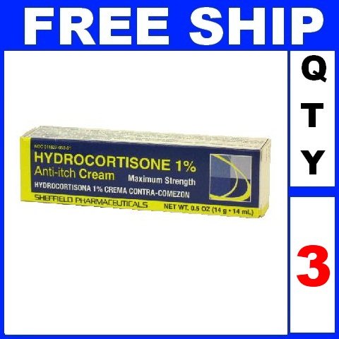 NEW 3 Tubes Dr Sheffields 1% HYDROCORTISONE Anti Itch Cream Skin Rash (0.5oz/Tube)