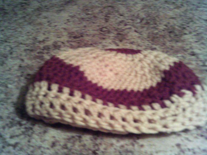 Small Light brown and dark brown crochet hat.