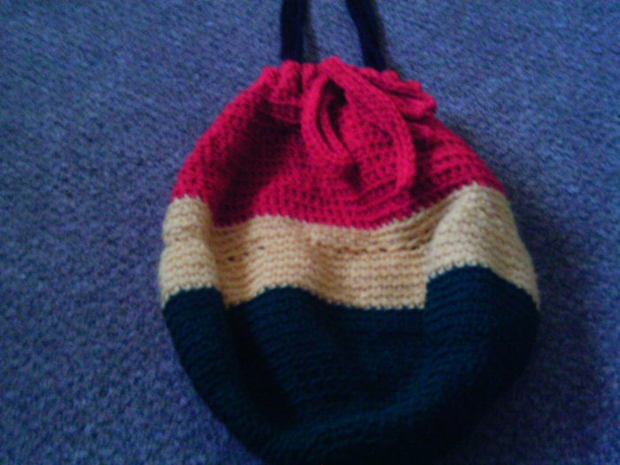 Crochet Medium Red,Yellow & Green handbag