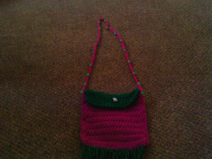 Crochet small Purple & Green handbag