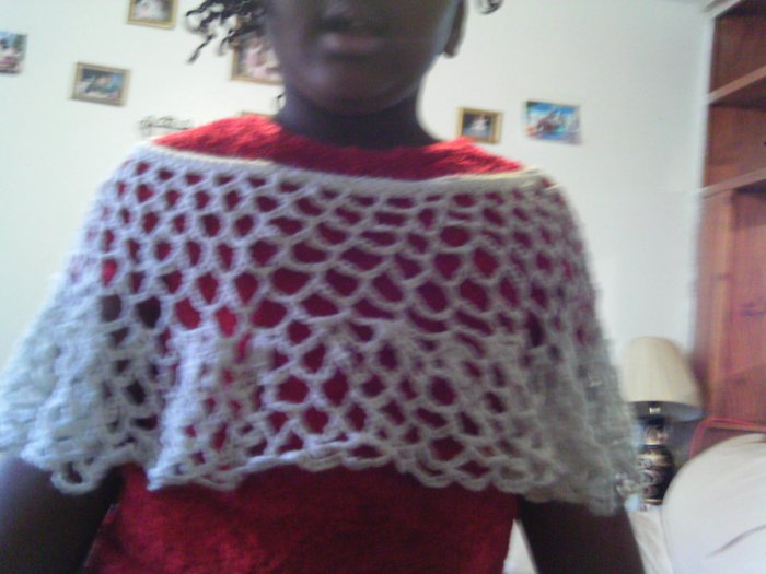 Crochet Medium White Pancho
