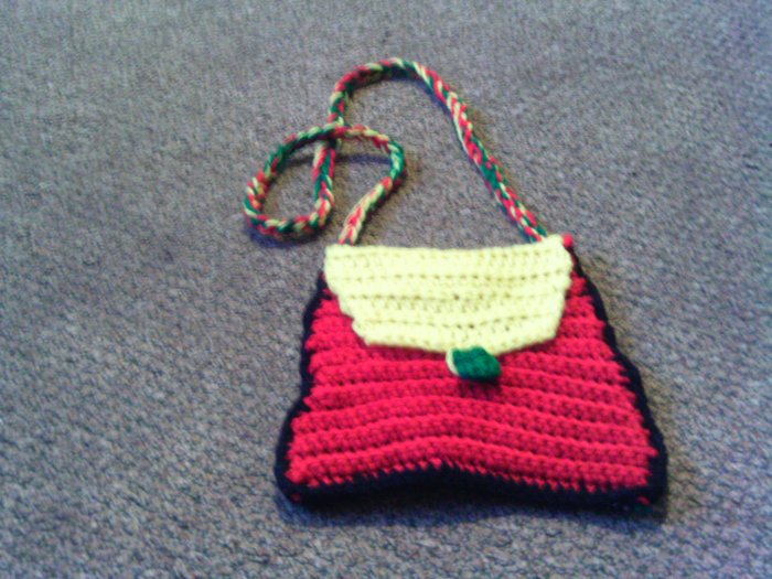 Crochet Small Red,Yellow & Green handbag