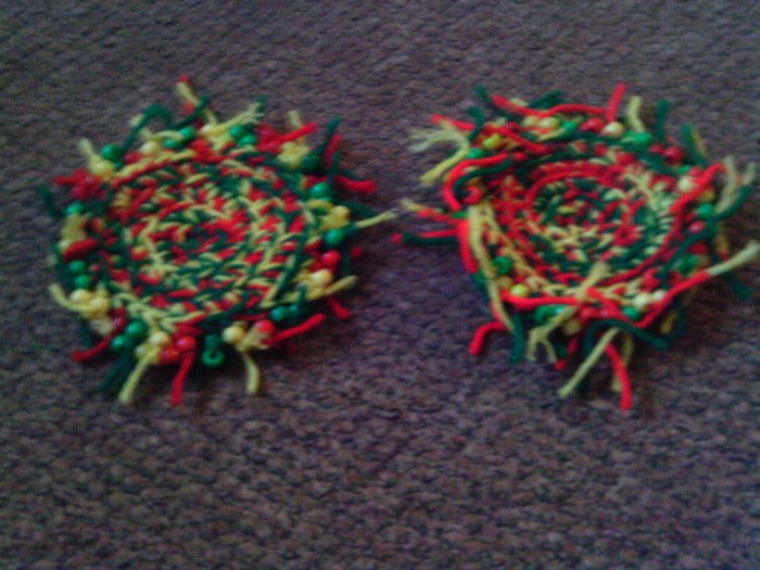 Crochet Red,Yellow & Green Coasters