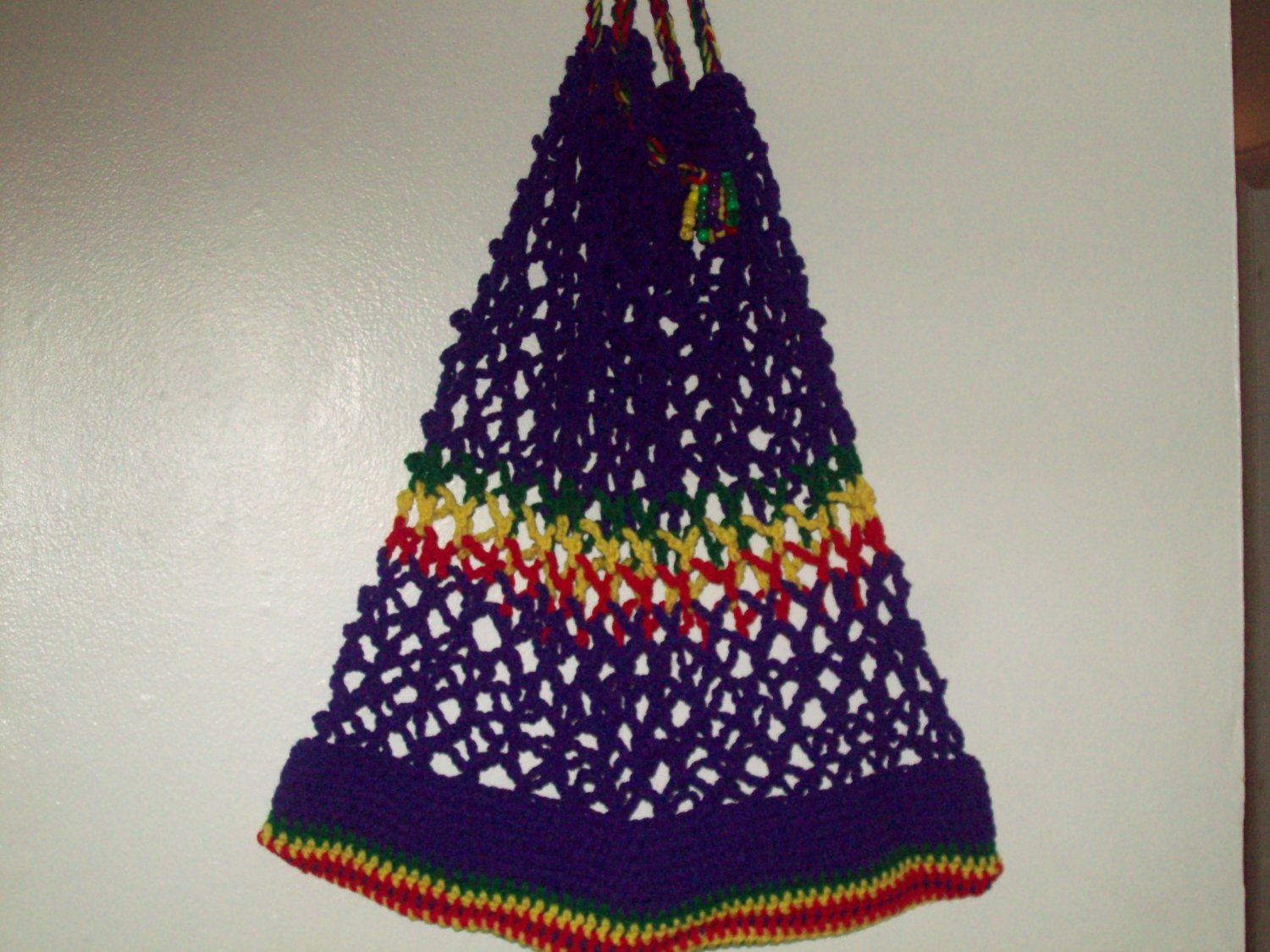 purple red, yellow & Green tote bag