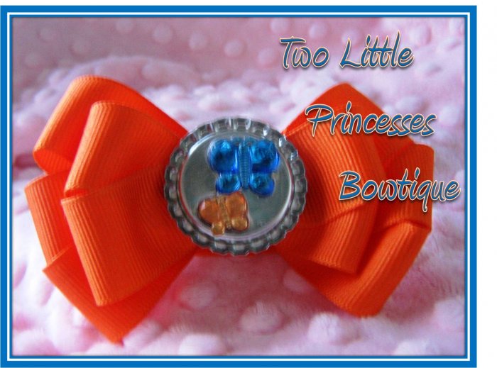 Orange & Blue Butterfly Bow