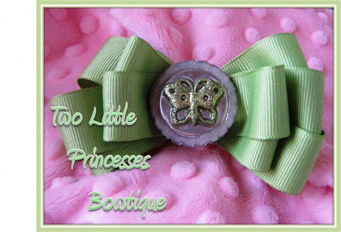 Pistachio Glitter Butterfly Bow