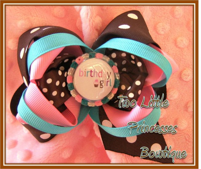 Chocolate Cupcake Birthday Girl Bow