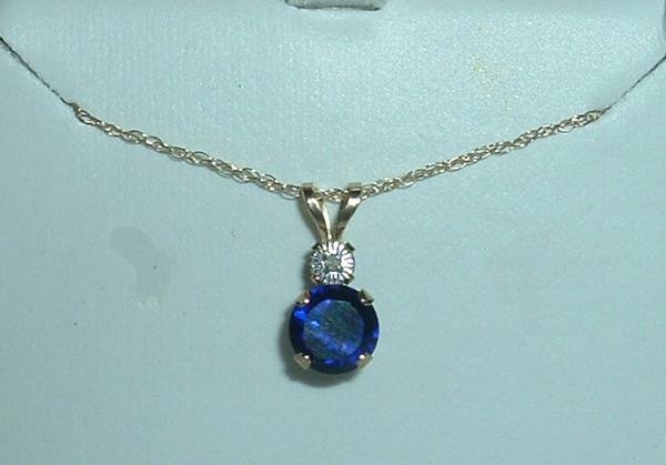 Solid 10k Sapphire & Genuine Diamond Necklace