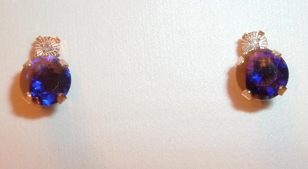 10k Solid Gold Sapphire with Genuine Diamond Earrings