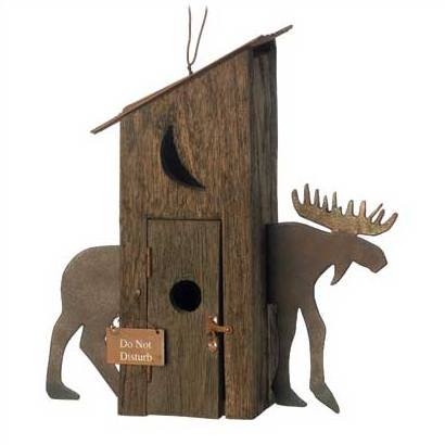 Rustic Outhouse Moon Cutout Elk Inspired Birdhouse bird House