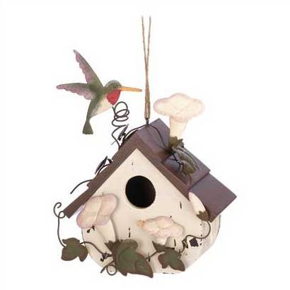 Hummingbird Morning Glory glories Floral Birdhouse Bird House