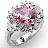 Rosette Pink Heart CZ Ring Size 6