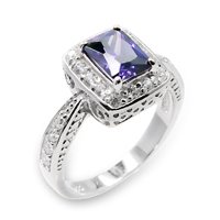 Emerald Amythyst CZ Ring Size 7