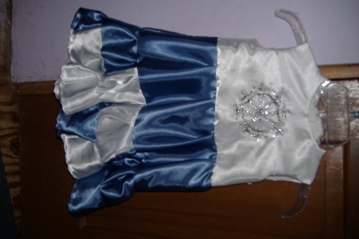 Blue and white silk snowflake dress sz 3