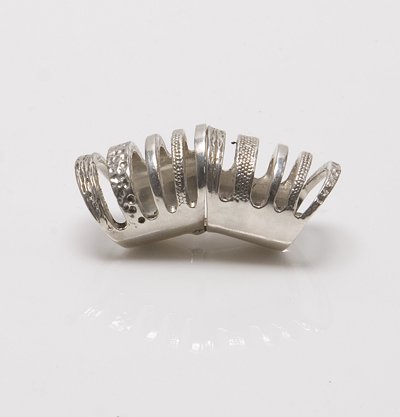 Beautiful Silvertone Double Cage Ring **FREE SHIPPING**