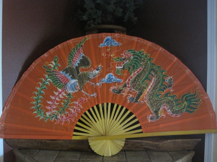 Asian wall art silk with bamboo hand painted.(b1)