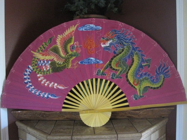Asian wall art silk with bamboo hand painted.(b1)