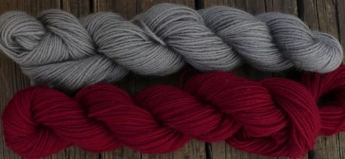 Wool sock yarn sport weight, gray and red