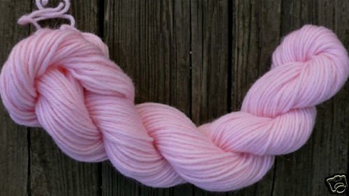 100% wool yarn, worsted weight, soft pink, 1 skein
