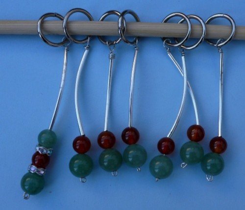Stitch marker, knitting 6+1 , stone