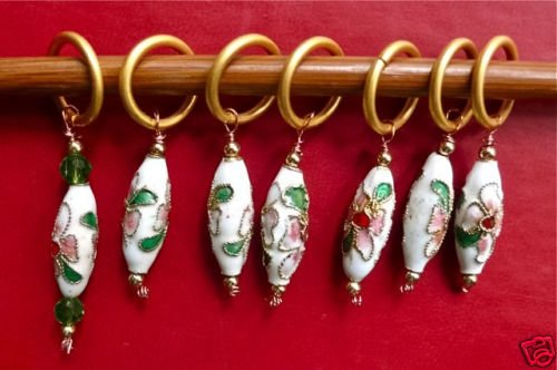 Stitch marker, knitting 6+1 , Cloisonne beads