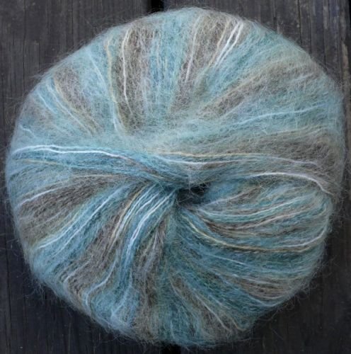 mohair acrylc lace wt yarn, green mocha beige 165 yards