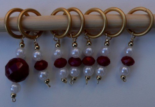 Stitch marker, knitting 6+1 , stone and plastic