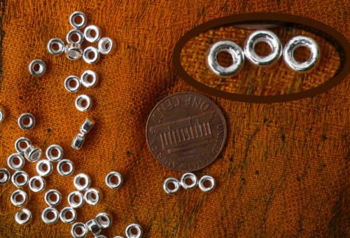 Sterling silver roundel beads, 4mm, 2 dozens