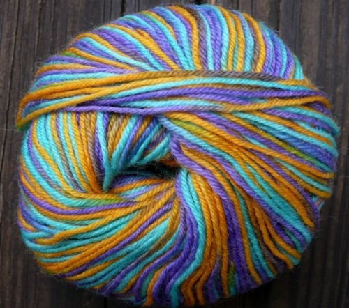 Pure wool yarn Fingering wt iris aqua orange lime 1.7oz