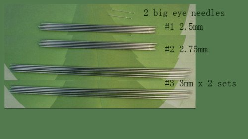 stainless steel knitting needle 4 sets + , US sz 1 + 2