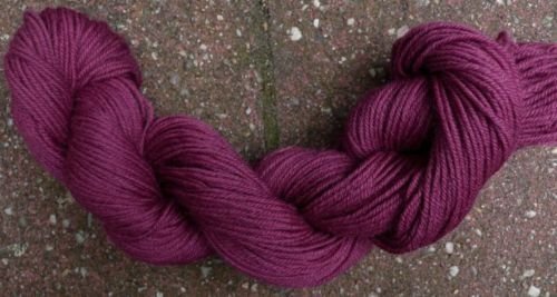 100% wool yarn, sport weight, berry, 1 skein
