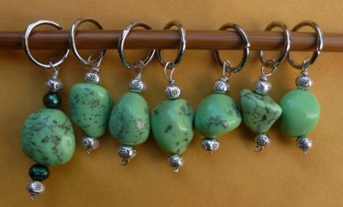 Stitch marker, knitting 6+1 , green turquoise