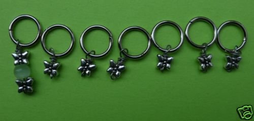 Stitch marker, knitting 6+1 , pewter, small butterfly